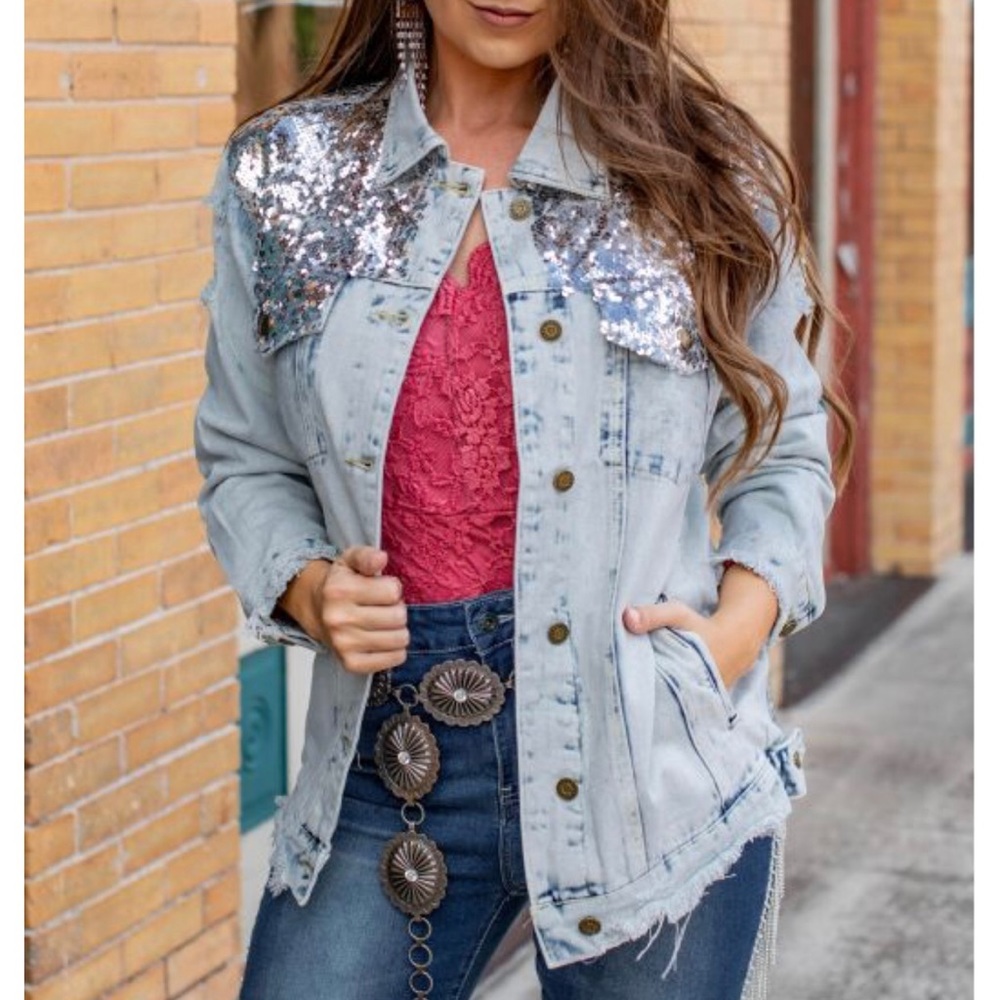 SOLD OUT L&B TRENDING Denim & Sequin Jacket - Picture 3 of 6